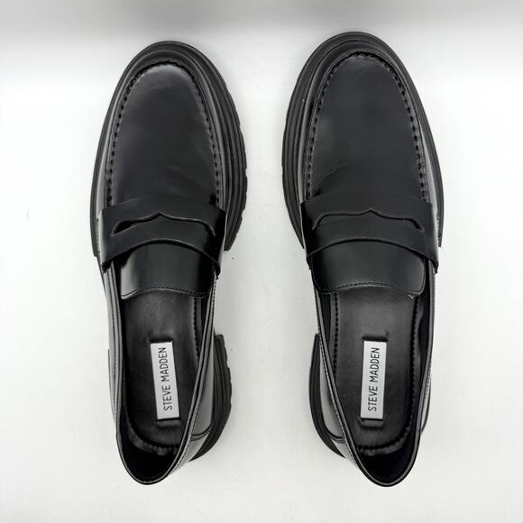Steve Madden Mens Zeb Penny Loafer US 9.5 M Black Leather NWOB - Picture 10 of 13